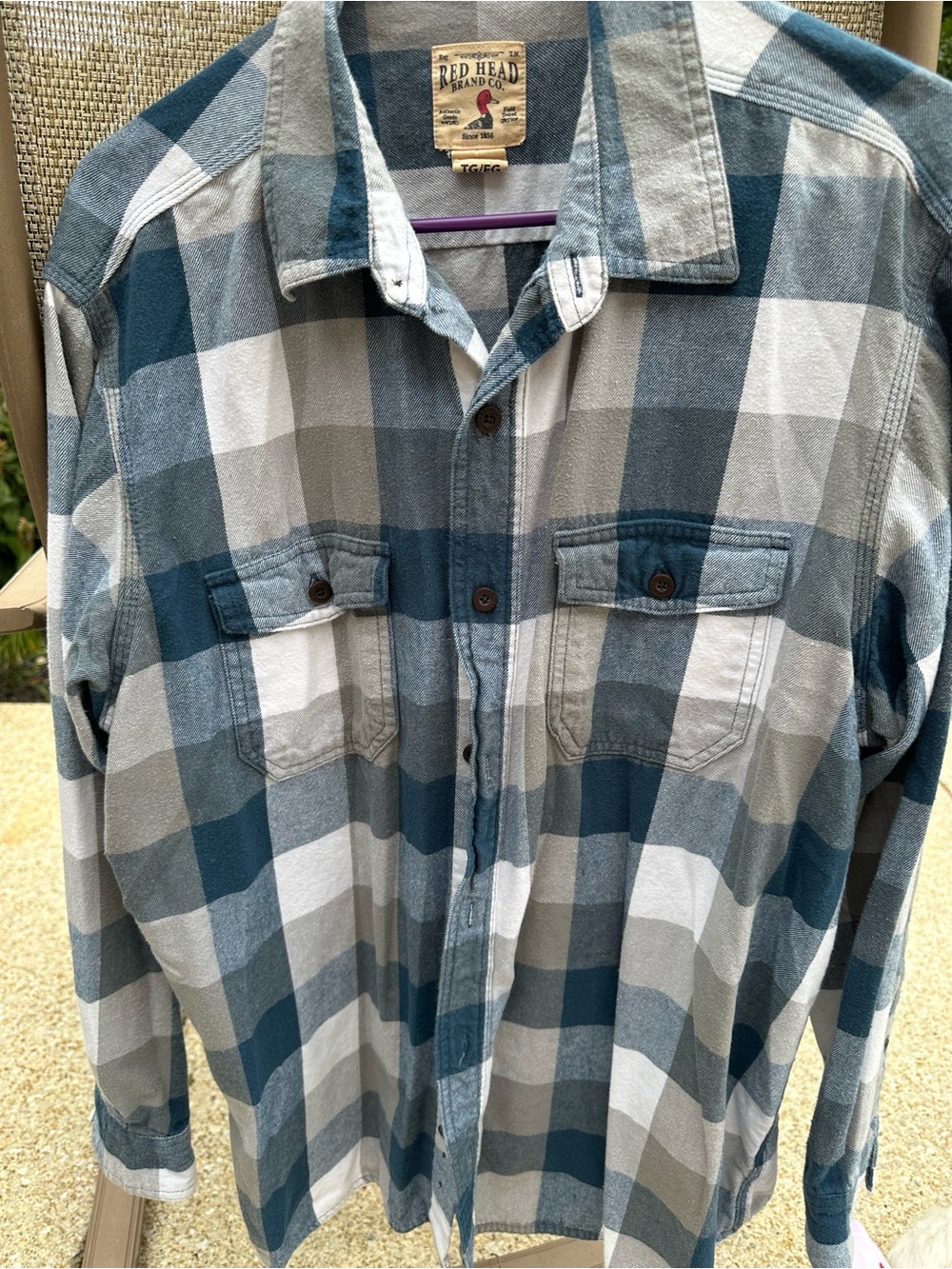 RedHead Men's Blue Gray Plaid Button-Up Shirt
